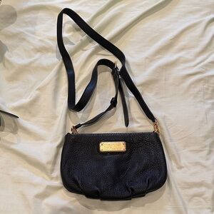 Marc by Marc Jacobs Black Pebbled Leather Crossbody with Gold Plaque